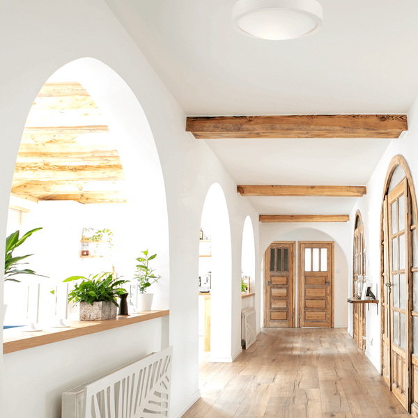 Bioledex Deckenleuchte Plafond-Leuchte 27cm E27 weiß Holz, Glas