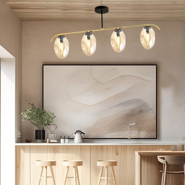 Bioledex Linkora Deckenleuchte 4-fach E14 schwarz/gold amber 95x40x12cm Made in Europe