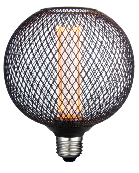 Bioledex Z610-435 Tischleuchte Marmor Schwarz + LIMA LED Lampe E27 G125 4W 140lm amber metallgitter