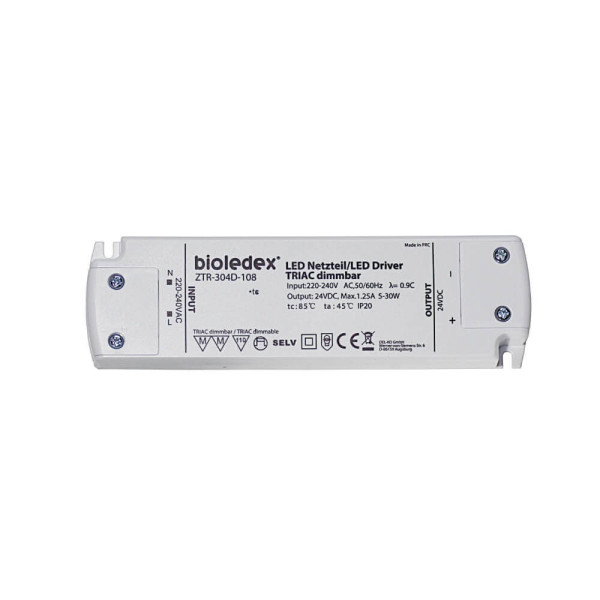 Bioledex 5-30W 24V DC LED Netzteil dimmbar TRIAC, 230VAC zu 24VDC Trafo