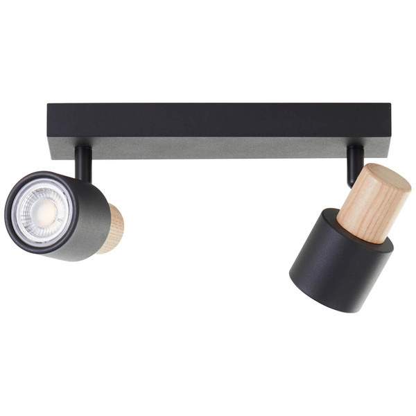 Brilliant Pini Spotbalken, 2-flammig GU10 Schwarz Holz FSC® 10146/76