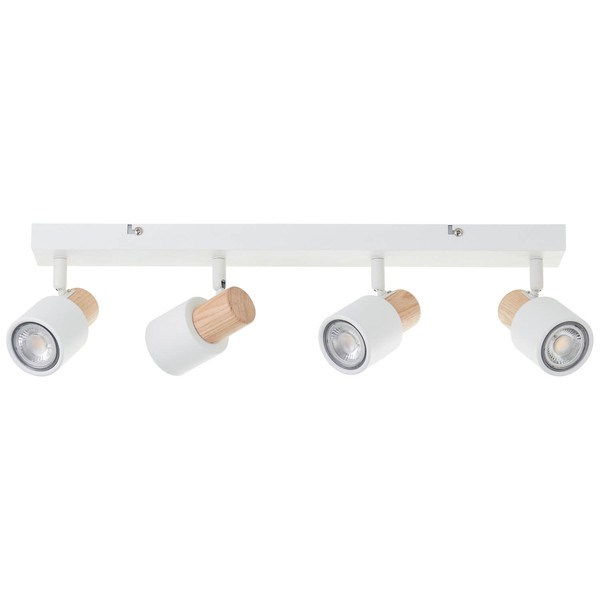 Brilliant Pini Spotbalken, 4-flammig GU10 Weiß Holz Hell FSC® 10147/75