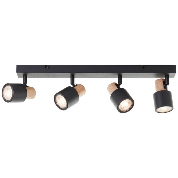 Brilliant Pini Spotbalken, 4-flammig GU10 Schwarz Holz FSC® 10147/76