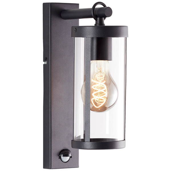 Brilliant Sidney Außenwandleuchte mit Bewegungsmelder E27 IP44 Schwarz Transparent Bewegungsmelder 44291/06