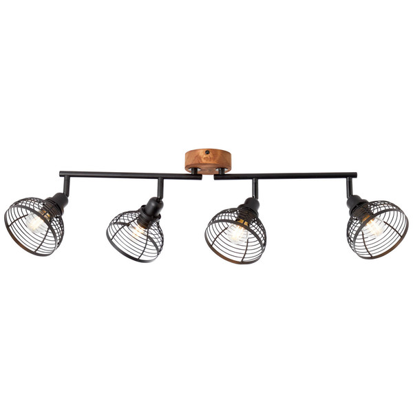 Brilliant Avia Spotrohr, 4-flammig E14 Schwarz Holz 47731/76