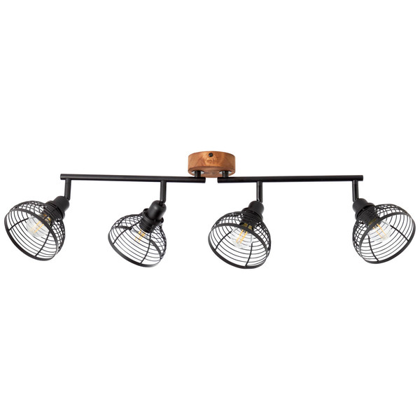 Brilliant Avia Spotrohr, 4-flammig E14 Schwarz Holz 47731/76