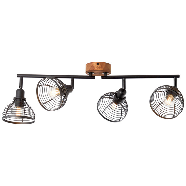 Brilliant Avia Spotrohr, 4-flammig E14 Schwarz Holz 47731/76