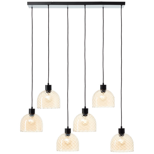 Brilliant Casto Pendelleuchte 5-flammig E27 Schwarz Bernstein 60110/20