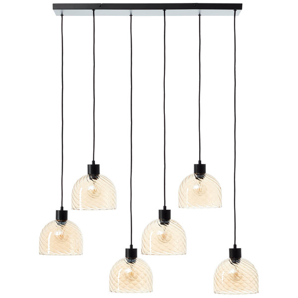 Brilliant Casto Pendelleuchte 5-flammig E27 Schwarz Bernstein 60110/20