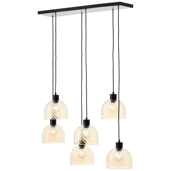 Brilliant Casto Pendelleuchte 5-flammig E27 Schwarz Bernstein 60110/20