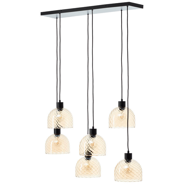 Brilliant Casto Pendelleuchte 5-flammig E27 Schwarz Bernstein 60110/20