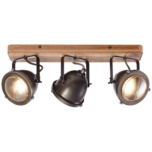 Brilliant Carmen Wood Spotbalken, 3-flammig GU10 Burned Steel Holz FSC® 72030/84