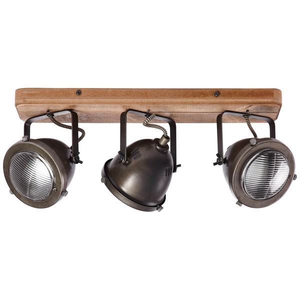 Brilliant Carmen Wood Spotbalken, 3-flammig GU10 Burned Steel Holz FSC® 72030/84
