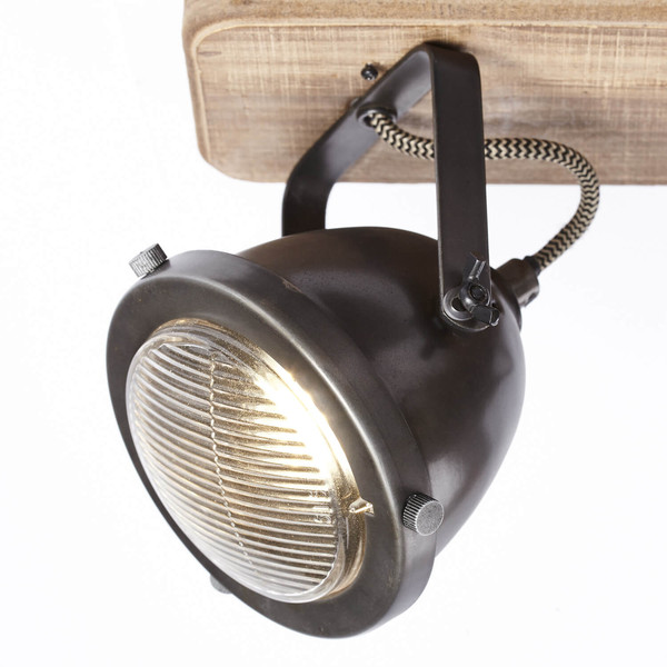 Brilliant Carmen Wood Spotbalken, 3-flammig GU10 Burned Steel Holz FSC® 72030/84