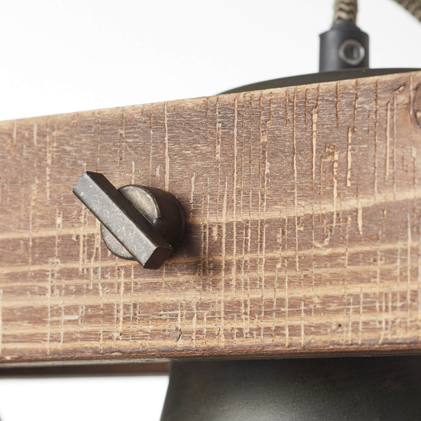 Brilliant Plow Pendelleuchte, 5-flammig E27 Schwarz Stahl Holz FSC® 82175/46
