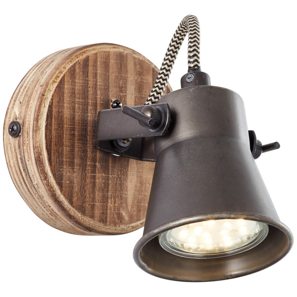 Brilliant Seed Wandspot GU10 Schwarz Stahl Holz Hell FSC® 82210/46