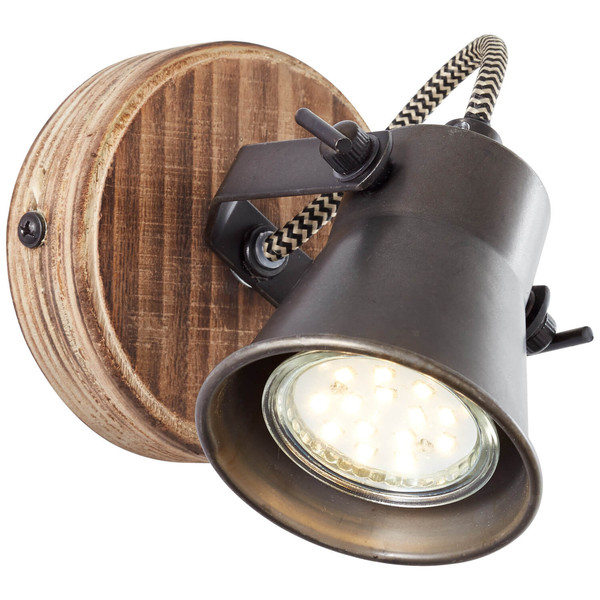 Brilliant Seed Wandspot GU10 Schwarz Stahl Holz Hell FSC® 82210/46
