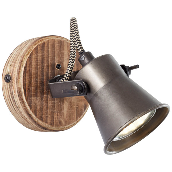 Brilliant Seed Wandspot GU10 Schwarz Stahl Holz Hell FSC® 82210/46
