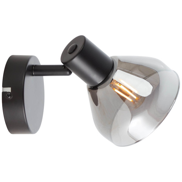 Brilliant Reflekt Wandspot E14 Schwarz Matt Rauchglas 82710/06