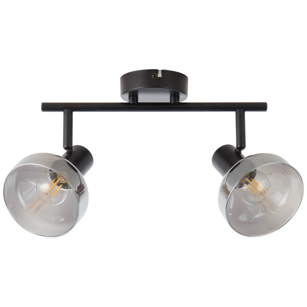 Brilliant Reflekt Spotrohr, 2-flammig E14 Schwarz Matt Rauchglas 82713/06