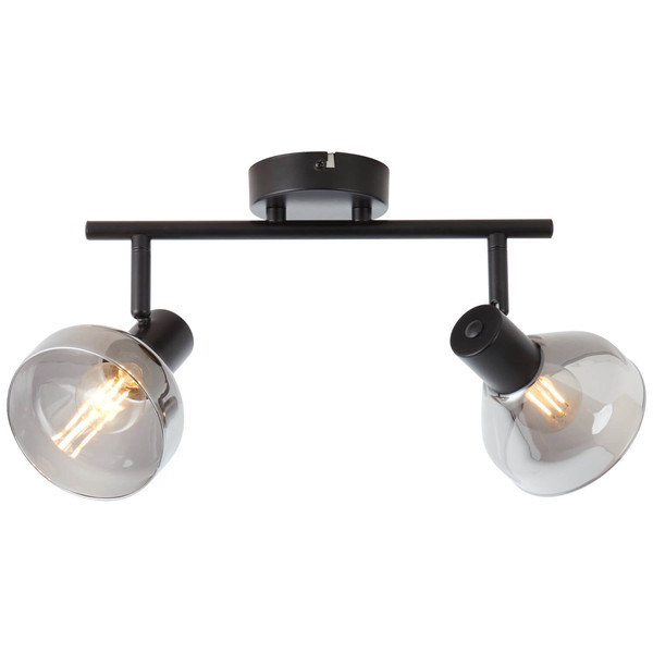 Brilliant Reflekt Spotrohr, 2-flammig E14 Schwarz Matt Rauchglas 82713/06