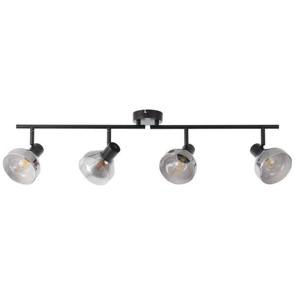 Brilliant Reflekt Spotrohr, 4-flammig, drehbar E14 Schwarz Matt Rauchglas 82732/06