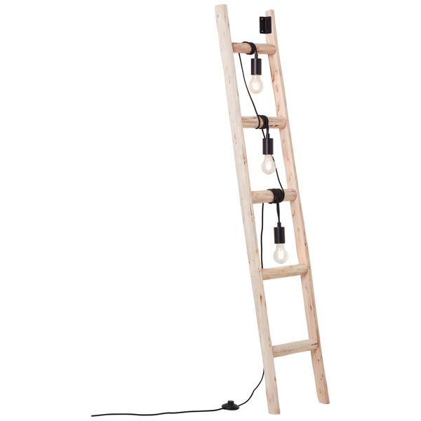 Brilliant Ladder Standleuchte, 3-flammig E27 Schwarz Holz FSC 93152/76