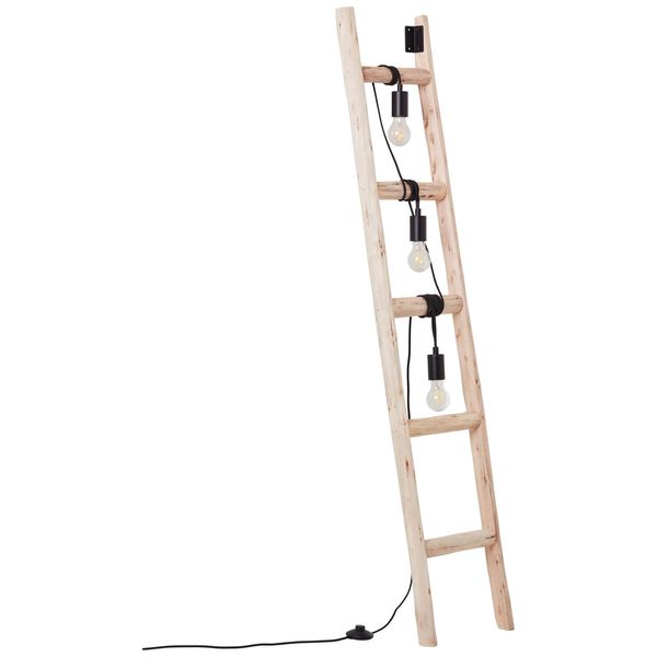 Brilliant Ladder Standleuchte, 3-flammig E27 Schwarz Holz FSC 93152/76