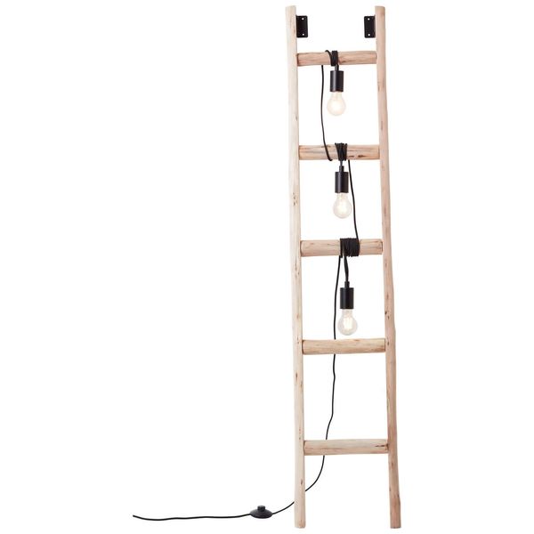Brilliant Ladder Standleuchte, 3-flammig E27 Schwarz Holz FSC 93152/76