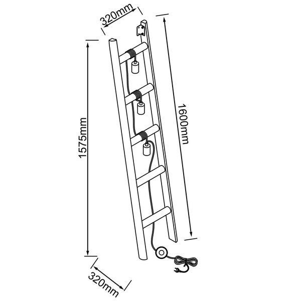 Brilliant Ladder Standleuchte, 3-flammig E27 Schwarz Holz FSC 93152/76