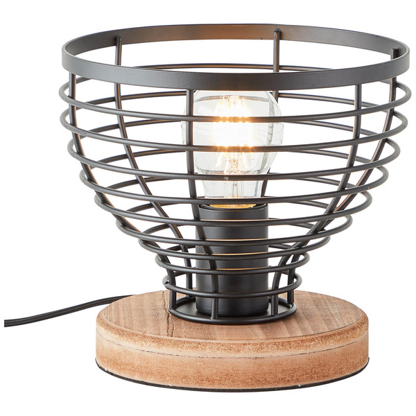 Brilliant Avia Tischleuchte 20cm E27 Schwarz Holz FSC® 93153/76