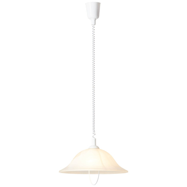Brilliant Freya Pendelleuchte 41cm mit Rollizug E27 Weiß Weiß-Alabaster 93220/05