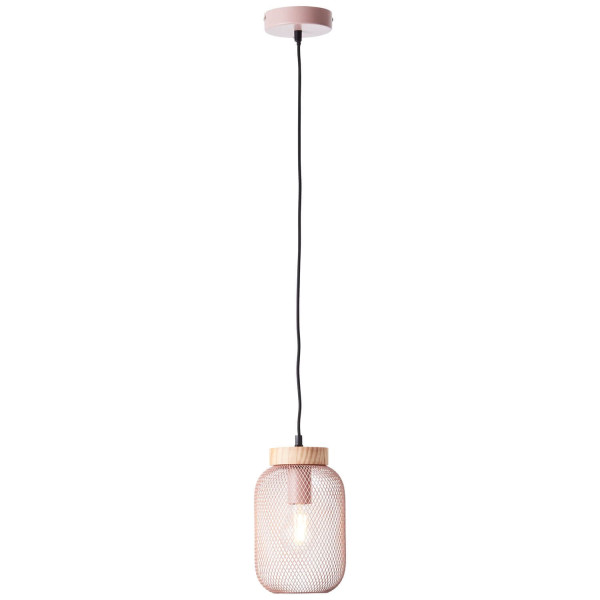 Brilliant Giada Pendelleuchte 16cm E27 Pink Hell Holz FSC 99109/04