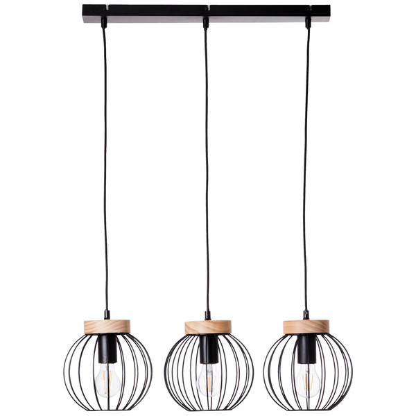 Brilliant Sorana Pendelleuchte, 3-flammig E27 Schwarz Holz FSC® 99236/76