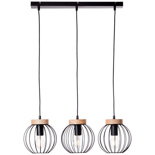 Brilliant Sorana Pendelleuchte, 3-flammig E27 Schwarz Holz FSC® 99236/76