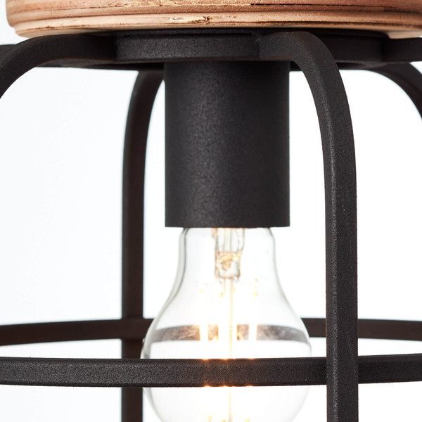 Brilliant Gwen Pendelleuchte, 3-flammig (Rondell) E27 Antik Holz Schwarz Korund FSC® 99255/66