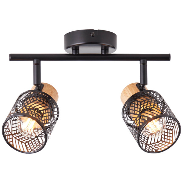 Brilliant Santy Spotrohr, 2-flammig E14 Schwarz Natur 99397/76