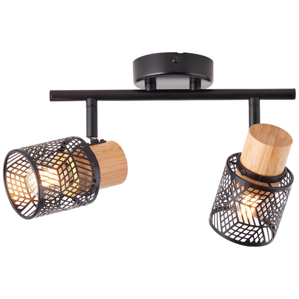 Brilliant Santy Spotrohr, 2-flammig E14 Schwarz Natur 99397/76