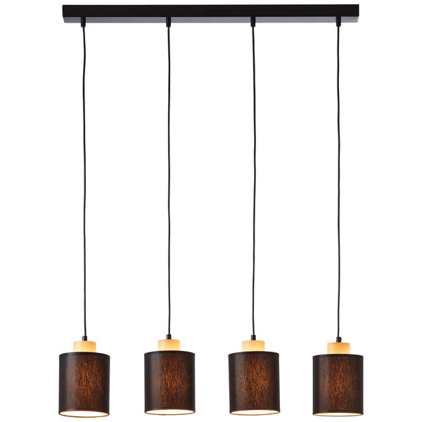 Brilliant Vonnie Pendelleuchte, 4-flammig E27 Schwarz Holz Made in Europe, FSC 99413/76
