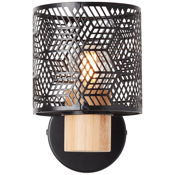 Brilliant Santy Wandleuchte E14 Schwarz Natur 99417/76