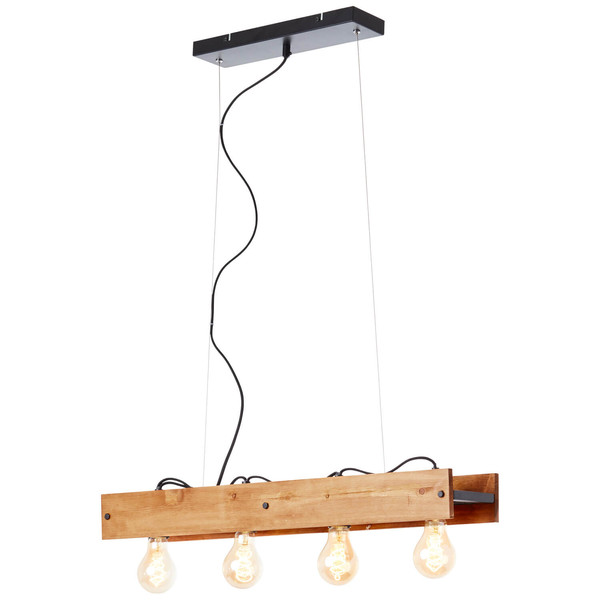 Brilliant Calandra Pendelleuchte, 4-flammig E27 Schwarz Holz FSC® 99451/76