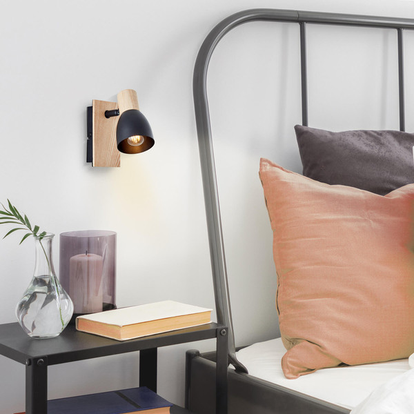 Brilliant Daintree Wandspot E14 Schwarz Natur FSC® 99710/76