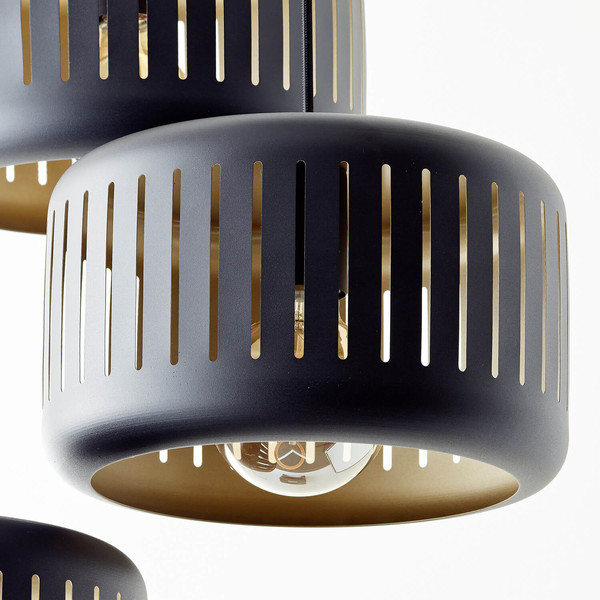 Brilliant Tyas Pendelleuchte, 3-flammig (Rondell) E27 Schwarz Gold 99801/86