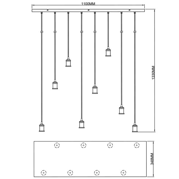 Brilliant Darcia Pendelleuchte, 8-flammig E27 Schwarz 99815/06
