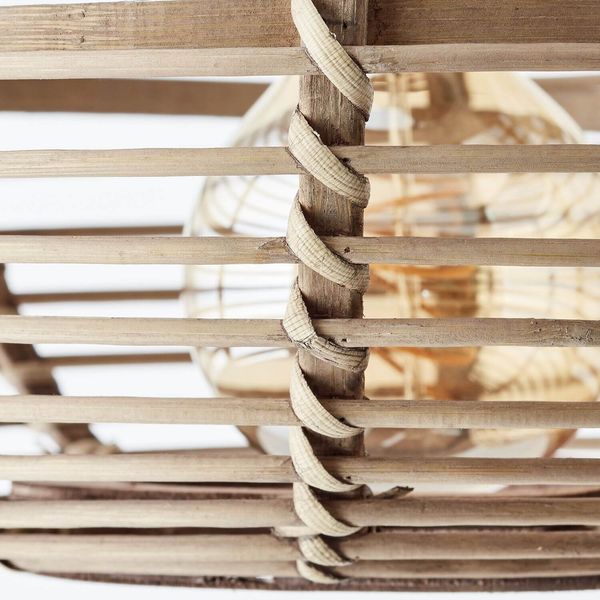 Brilliant Woodball Pendelleuchte, 3-fach E27 Schwarz Matt Natur 99885/06