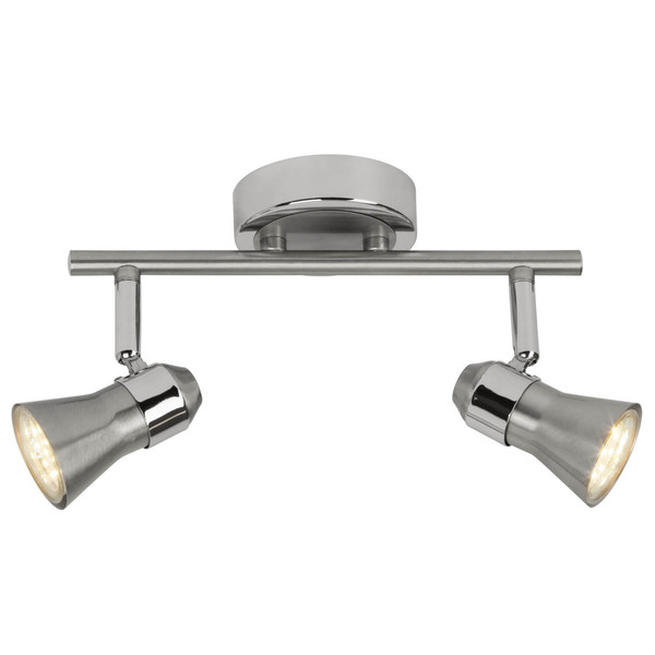Brilliant Sanny LED Spotrohr, 2-flammig GU10 7W/3W Warmweiß Eisen Chrom G15413/77