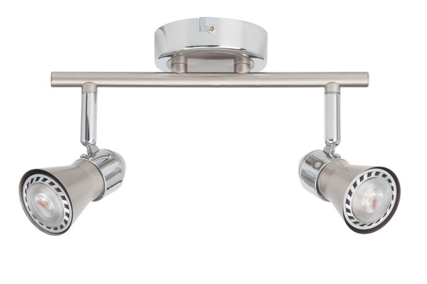 Brilliant Sanny LED Spotrohr, 2-flammig GU10 7W/3W Warmweiß Eisen Chrom G15413/77