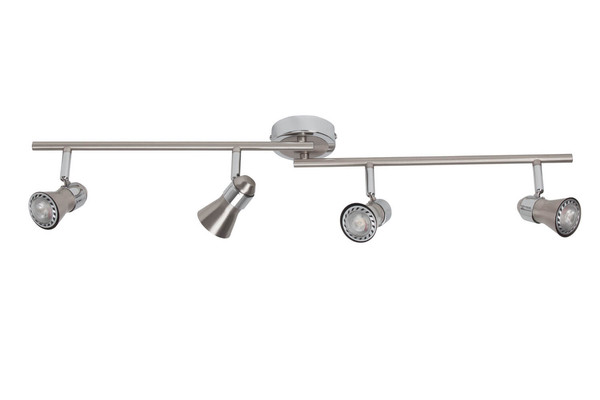 Brilliant Sanny LED Spotrohr, 4-flammig, drehbar GU10 7W/3W Warmweiß Eisen Chrom G15432/77