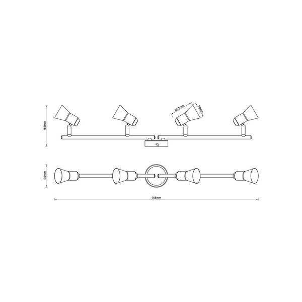 Brilliant Sanny LED Spotrohr, 4-flammig, drehbar GU10 7W/3W Warmweiß Eisen Chrom G15432/77
