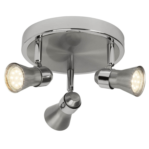 Brilliant Sanny LED Spotrondell, 3-flammig GU10 7W/3W Warmweiß Eisen Chrom G15434/77
